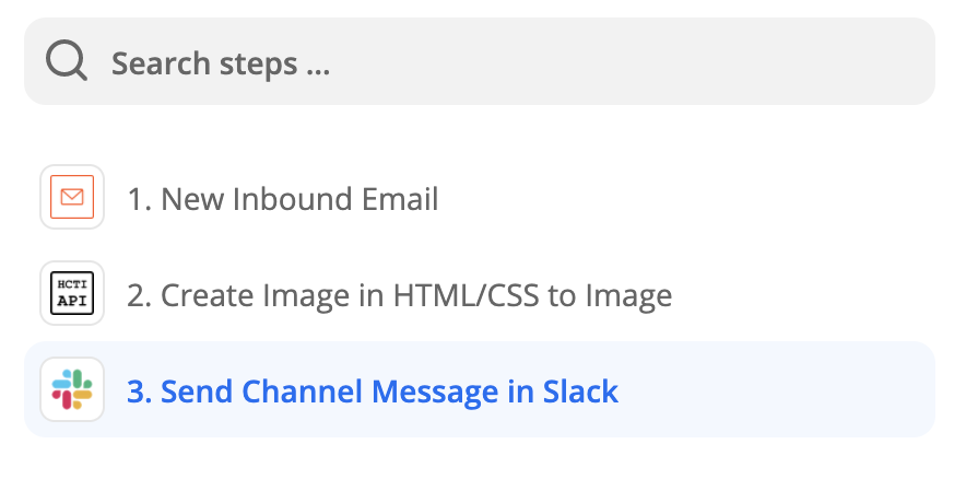 Zapier workflow: receive email, render image, send Slack message