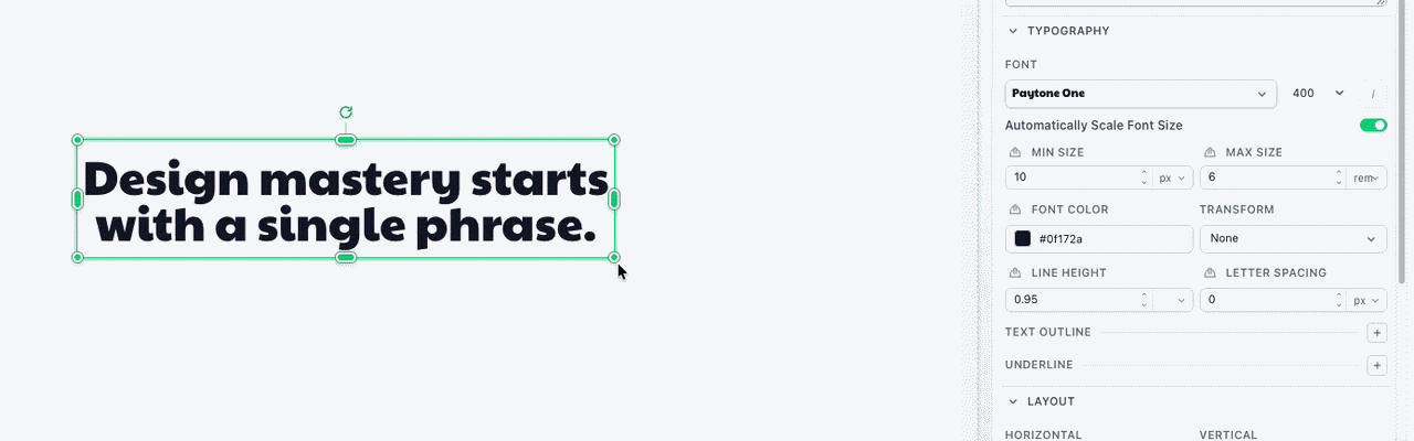 Simple Text automatically resizes text as its block size changes